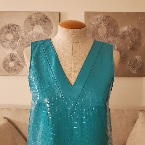 NEW Halogen x Atlantic-Pacific Croc Embossed Faux Leather Shift Dress size Small - Picture 5 of 13